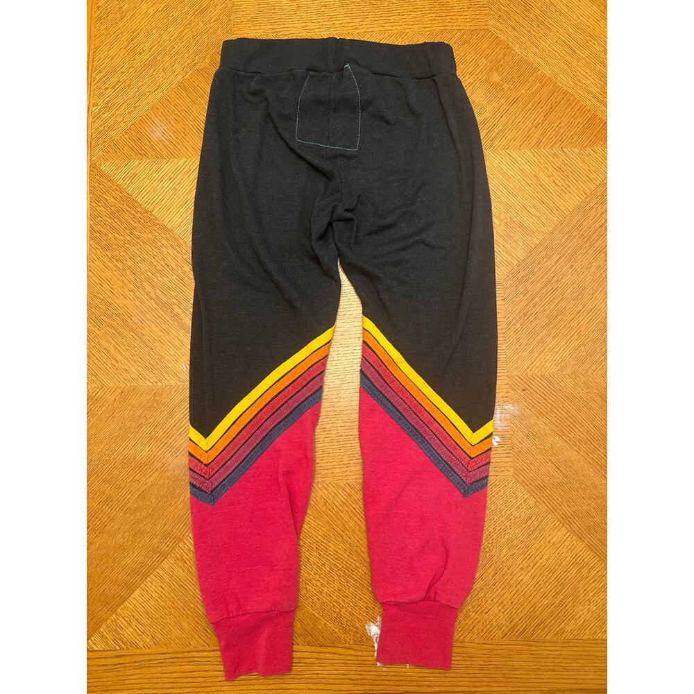 Aviator Nation Retro Chevron Casual Color Block Black Red Sweatpants Extra Small - Picture 2 of 8